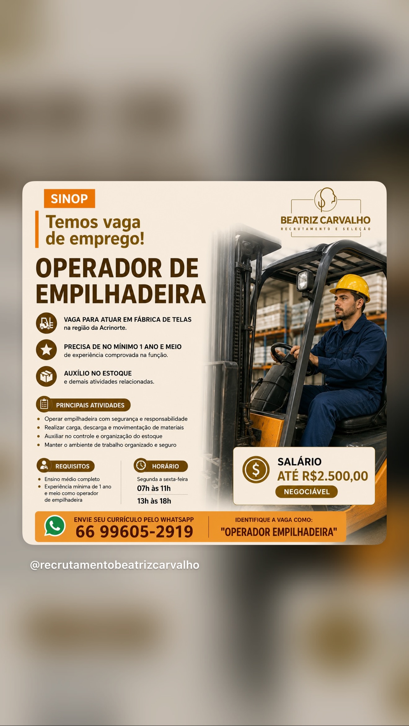 Operador de empilhadeira