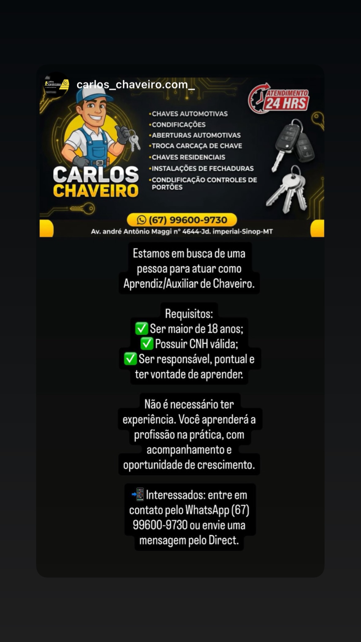 Auxiliar de Chaveiro