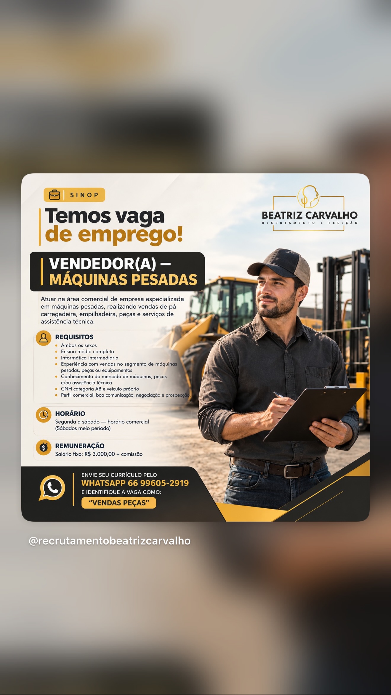 Vendedor Maquinas Pesadas
